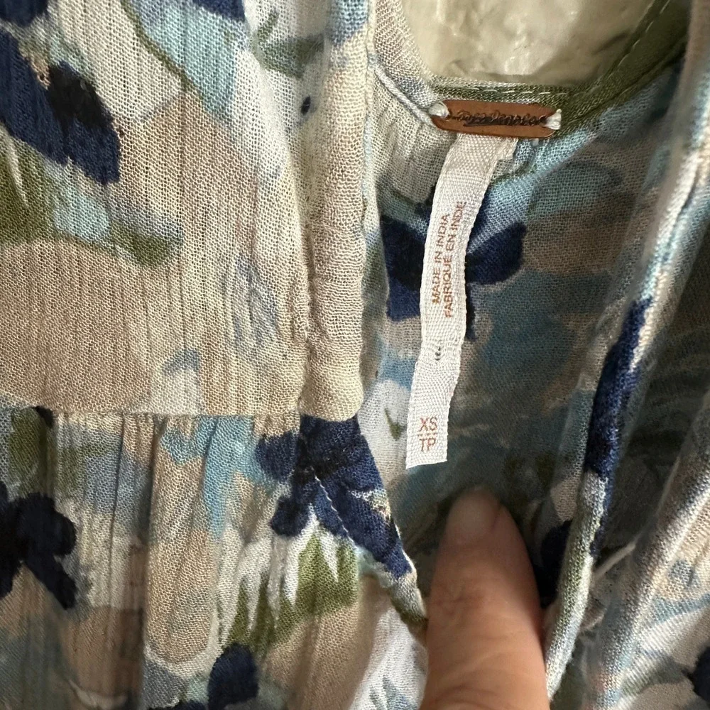 FREE PEOPLE BLUE MULBERRY KEYHOLE MAXI DRESS XTRA SMALL BOHO STRAPPY - Picture 5 of 15